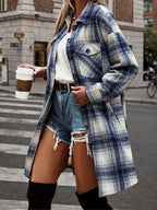 Women’s Plaid Shacket Set – Flannel Shirt Jacket & Distressed Denim Shorts by FitiqueFit