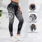 Watercolor Print High-Waist Tummy Control Butt-Lifting Yoga Leggings by FitiqueFit