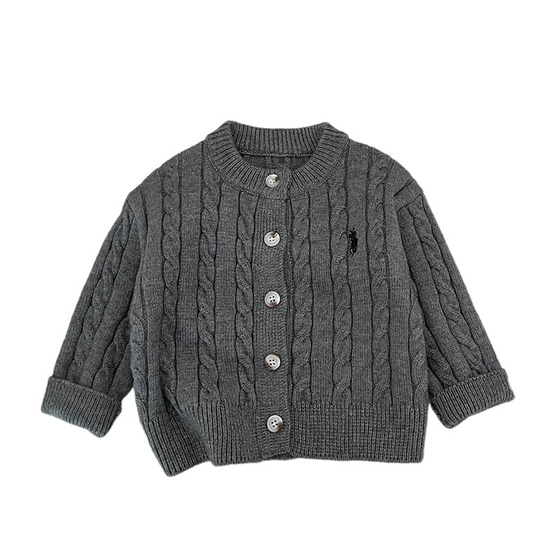 Fashionable Embroidered Casual Knitted Cardigan Childrens Sweater by Baby Joy