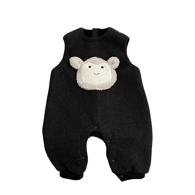 AutumnWinter Fleece-Lined Hooded Jumpsuit With Shoulder Straps by Baby Joy