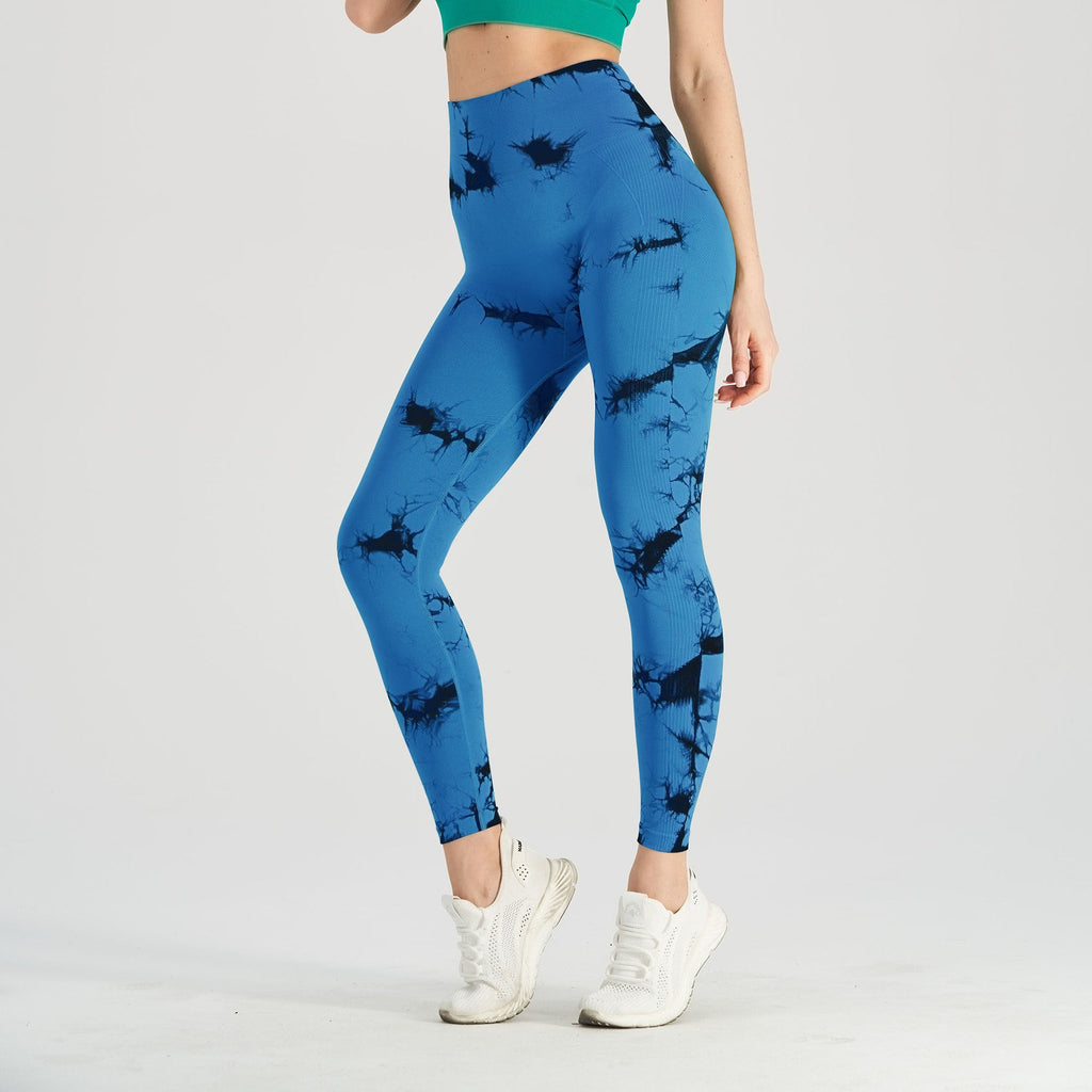 Women's Seamless Tie-Dye Yoga Pants – Knitted High-Waist Leggings by FitiqueFit