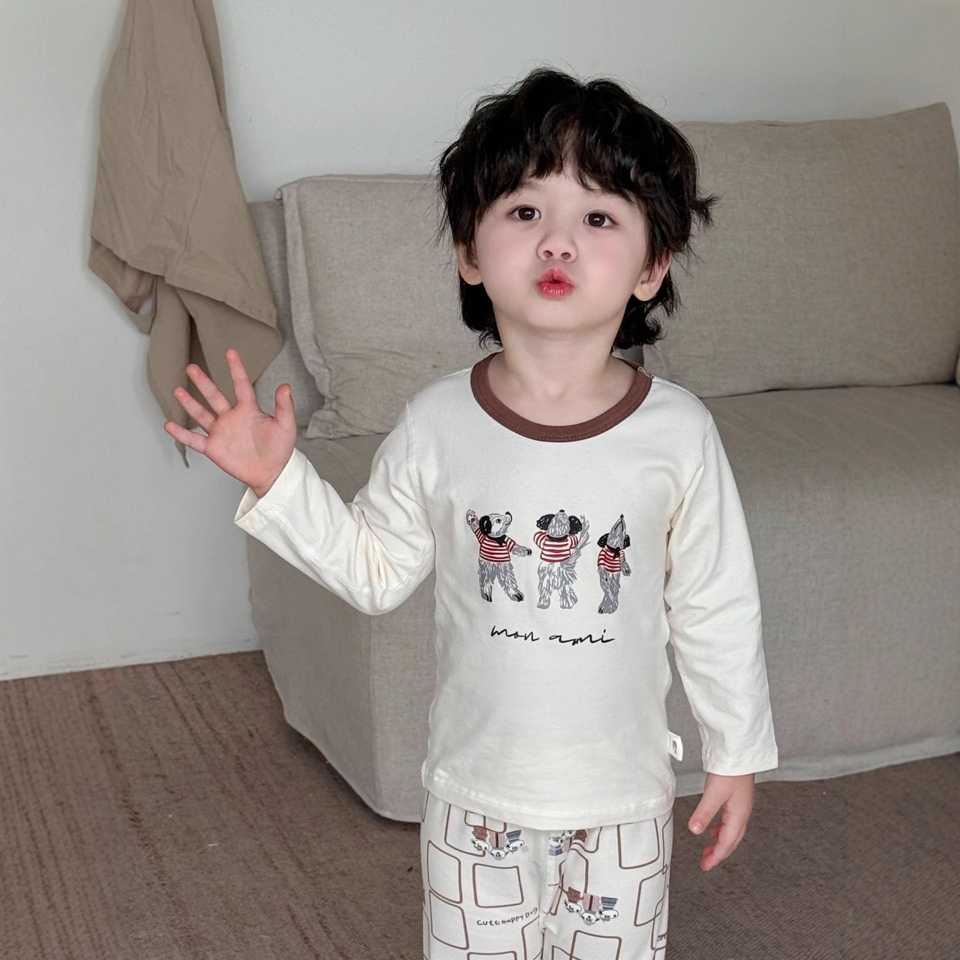 Boneless Pure Cotton Thermal Underwear Set For Boys And Girls Autumn Tops And Pants by Baby Joy