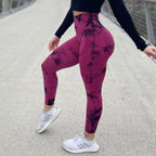 Women's Seamless Tie-Dye Yoga Pants – Knitted High-Waist Leggings by FitiqueFit