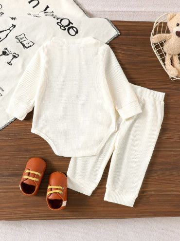Two-piece Set For Baby Boys Apricot-colored Long-sleeve Bodysuit And Long Pants by Baby Joy
