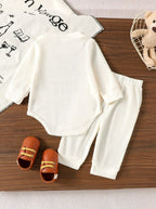 Two-piece Set For Baby Boys Apricot-colored Long-sleeve Bodysuit And Long Pants by Baby Joy