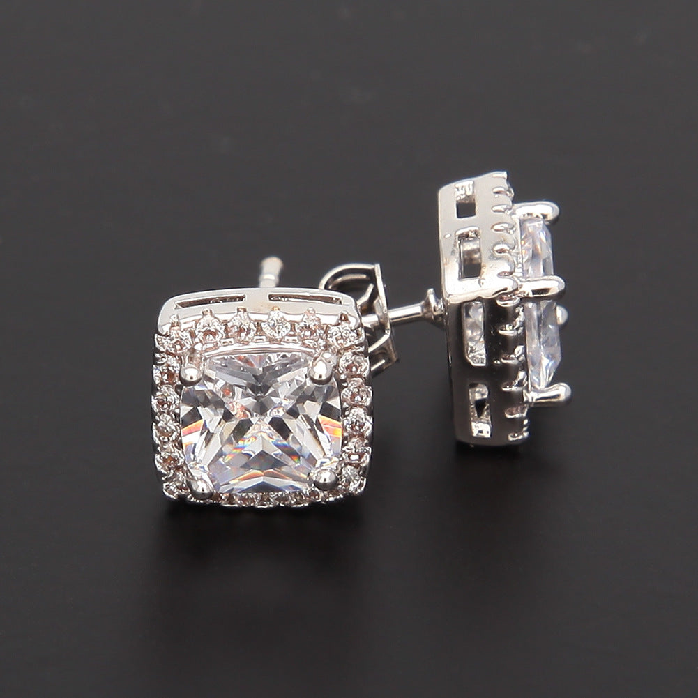 Hip Hop Four-Prong Black Zircon Earrings by nowadaysfashion