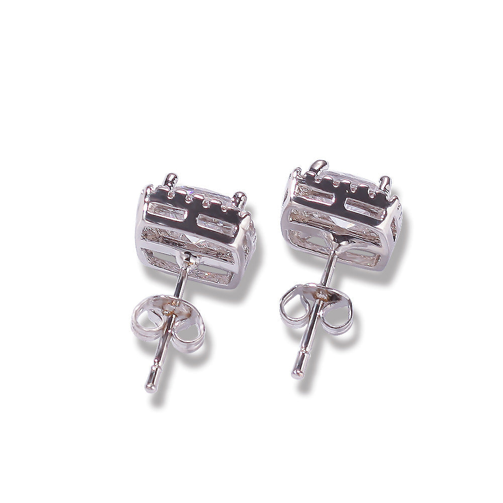 Hip Hop Four-Prong Black Zircon Earrings by nowadaysfashion