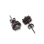 Hip Hop Four-Prong Black Zircon Earrings by nowadaysfashion