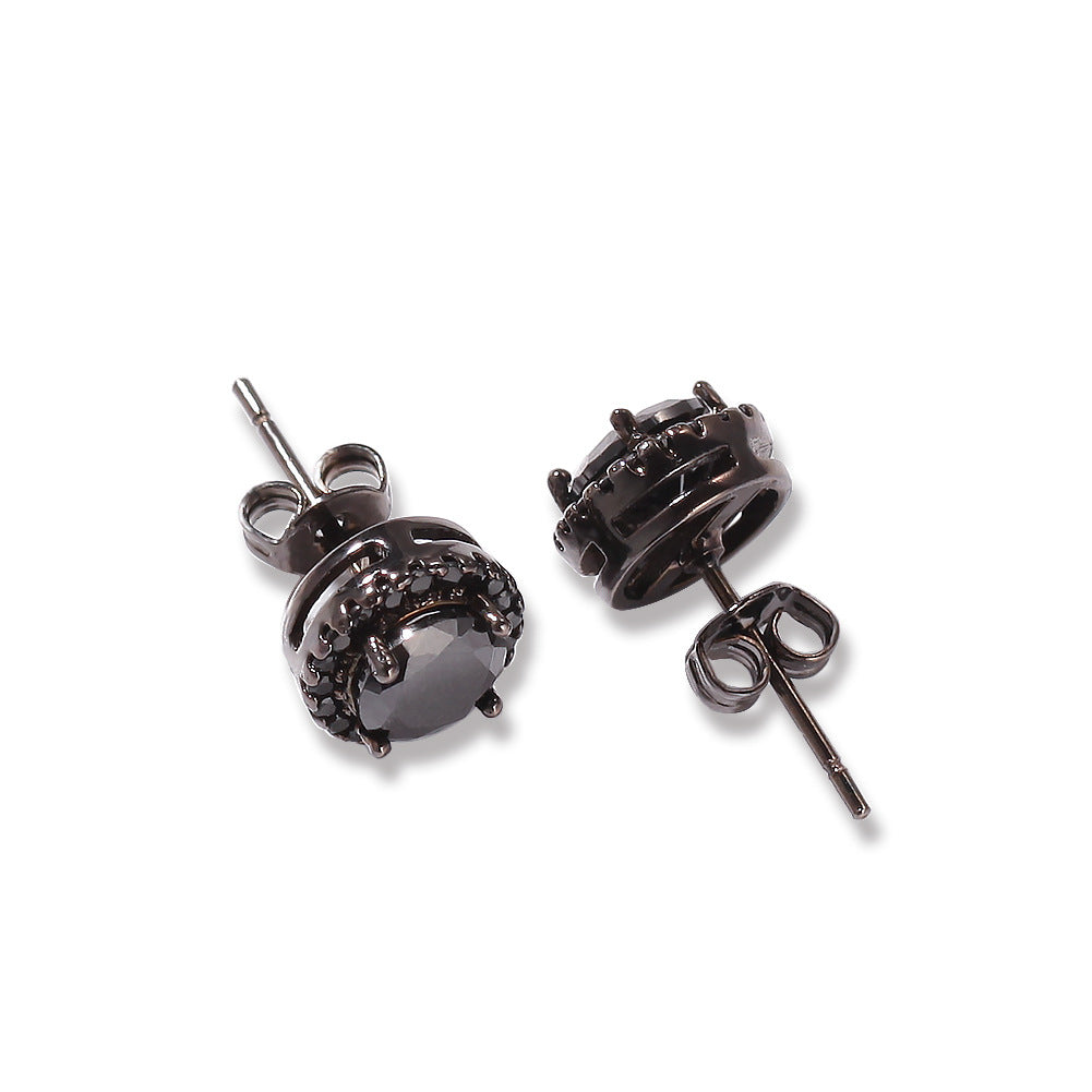 Hip Hop Four-Prong Black Zircon Earrings by nowadaysfashion
