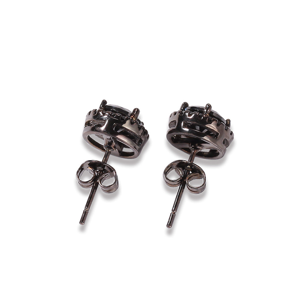 Hip Hop Four-Prong Black Zircon Earrings by nowadaysfashion