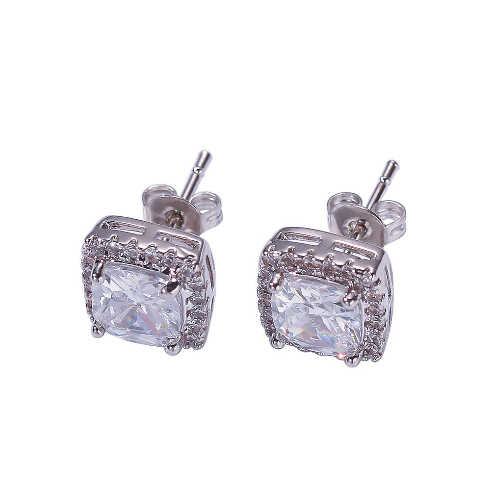 Hip Hop Four-Prong Black Zircon Earrings by nowadaysfashion