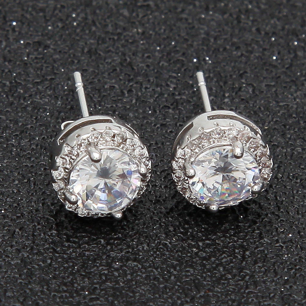 Hip Hop Four-Prong Black Zircon Earrings by nowadaysfashion