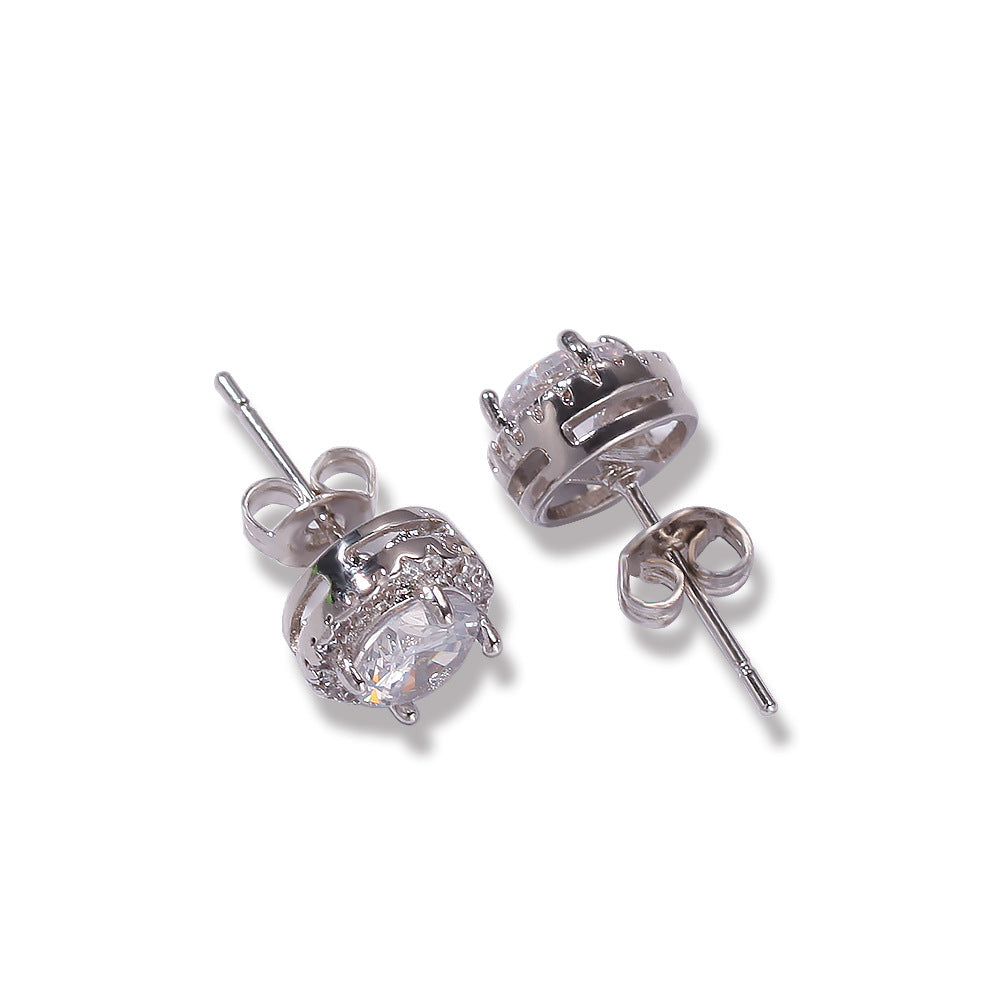 Hip Hop Four-Prong Black Zircon Earrings by nowadaysfashion