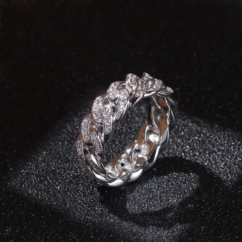 8mm Hip-hop Cubic Zirconia Cuban Link Ring by nowadaysfashion