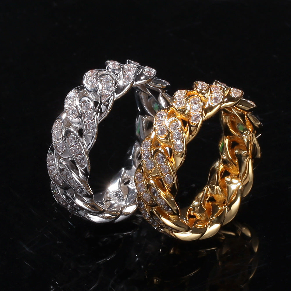 8mm Hip-hop Cubic Zirconia Cuban Link Ring by nowadaysfashion