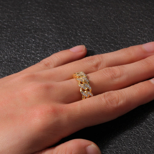 8mm Hip-hop Cubic Zirconia Cuban Link Ring by nowadaysfashion