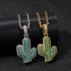 Hip-hop solid cactus zircon-encrusted pendant by nowadaysfashion