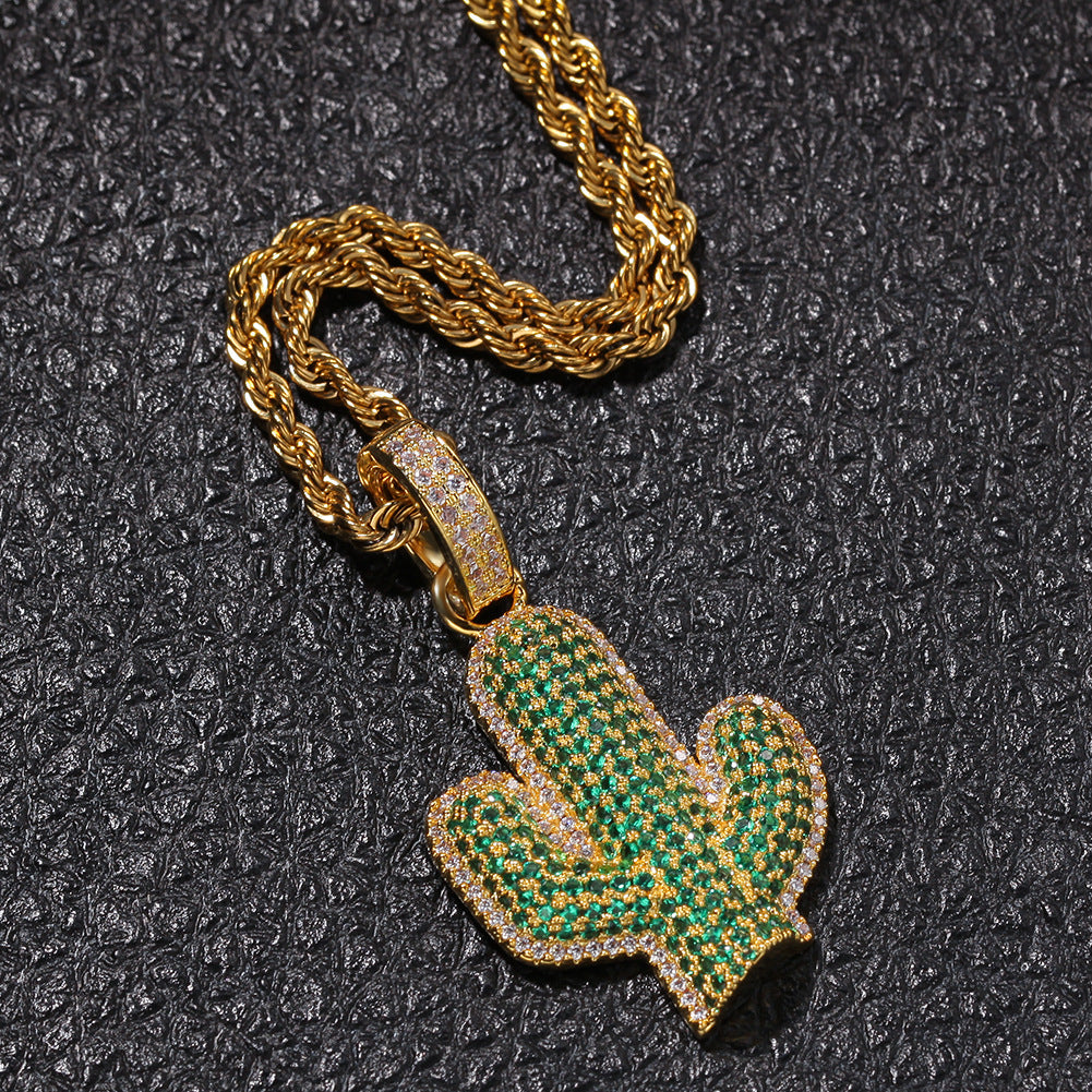 Hip-hop solid cactus zircon-encrusted pendant by nowadaysfashion