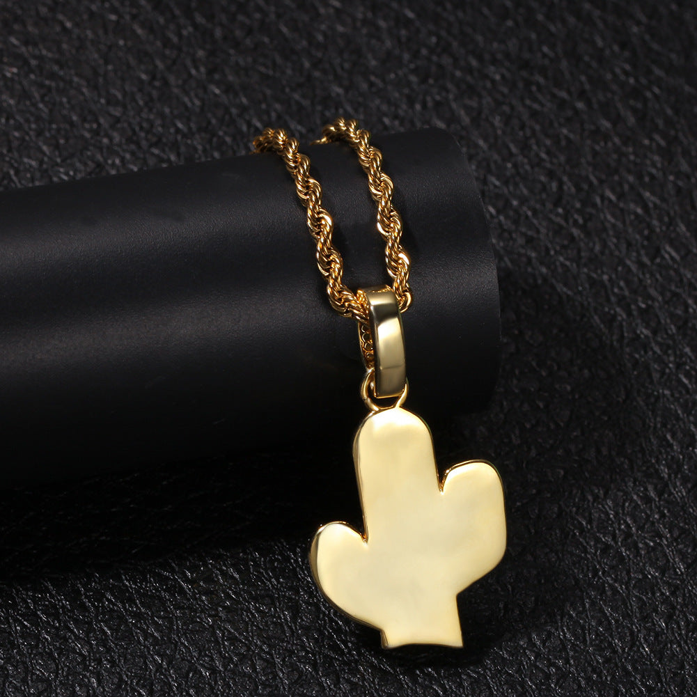 Hip-hop solid cactus zircon-encrusted pendant by nowadaysfashion