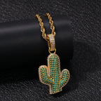 Hip-hop solid cactus zircon-encrusted pendant by nowadaysfashion