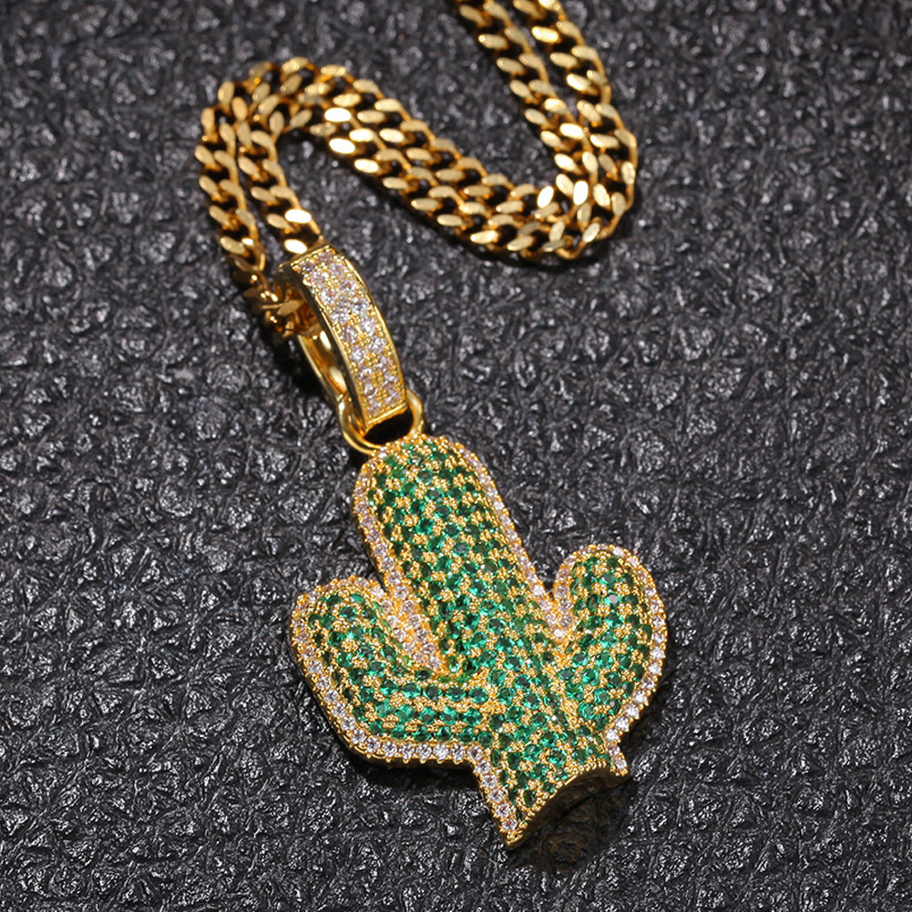 Hip-hop solid cactus zircon-encrusted pendant by nowadaysfashion