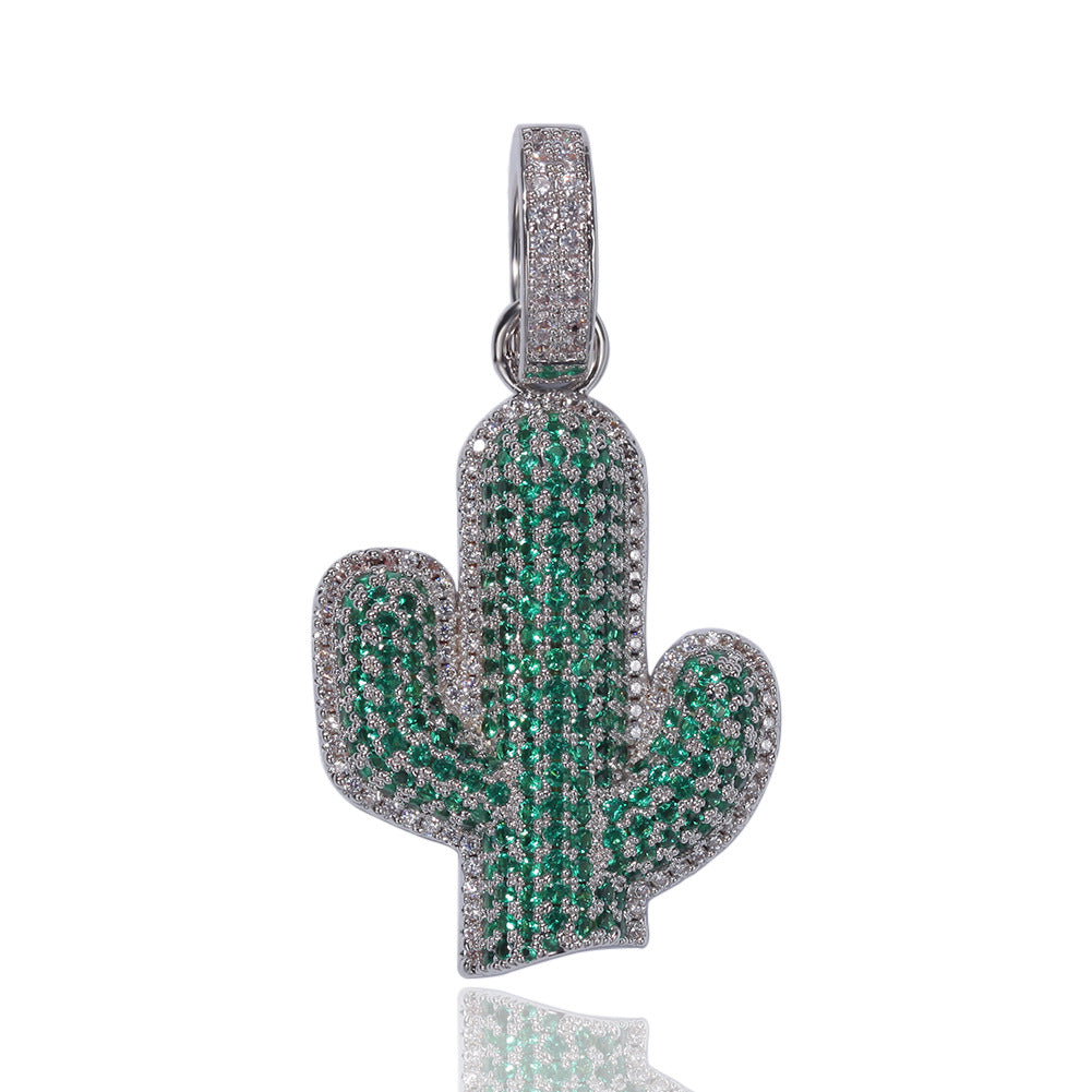 Hip-hop solid cactus zircon-encrusted pendant by nowadaysfashion
