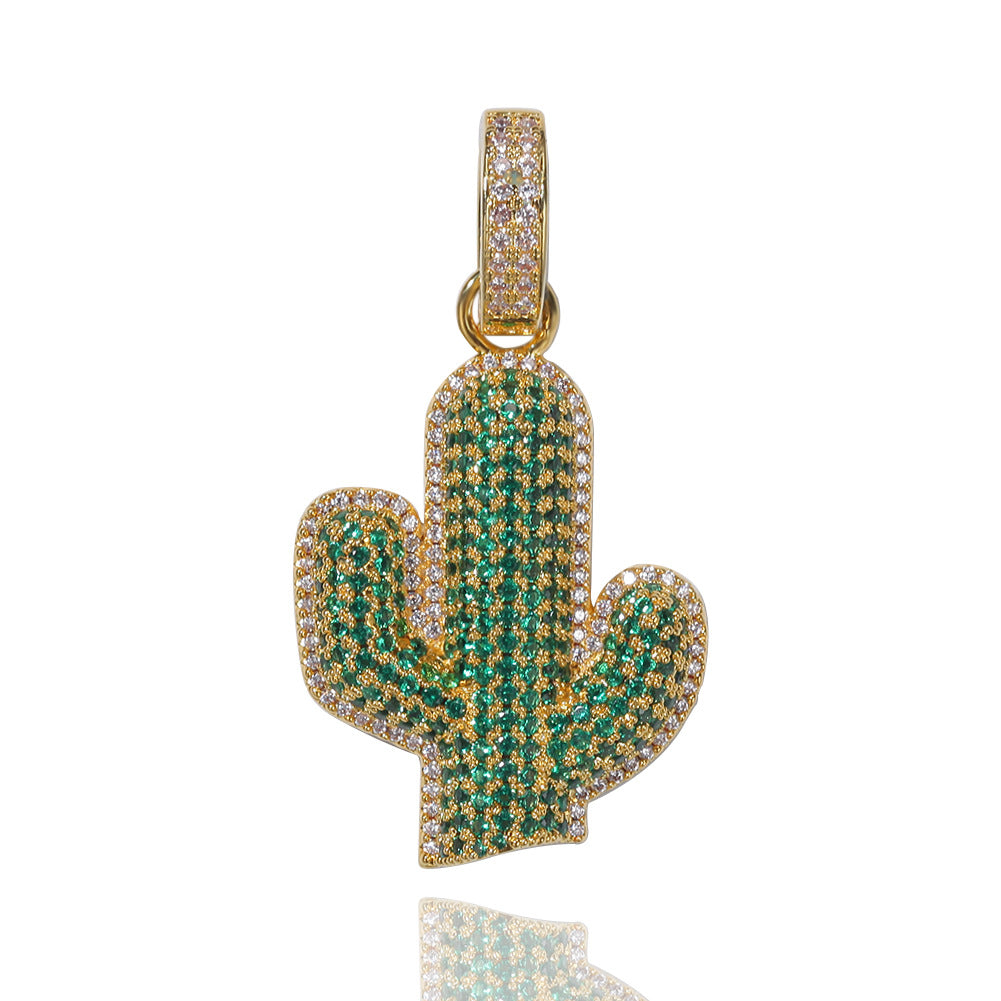 Hip-hop solid cactus zircon-encrusted pendant by nowadaysfashion