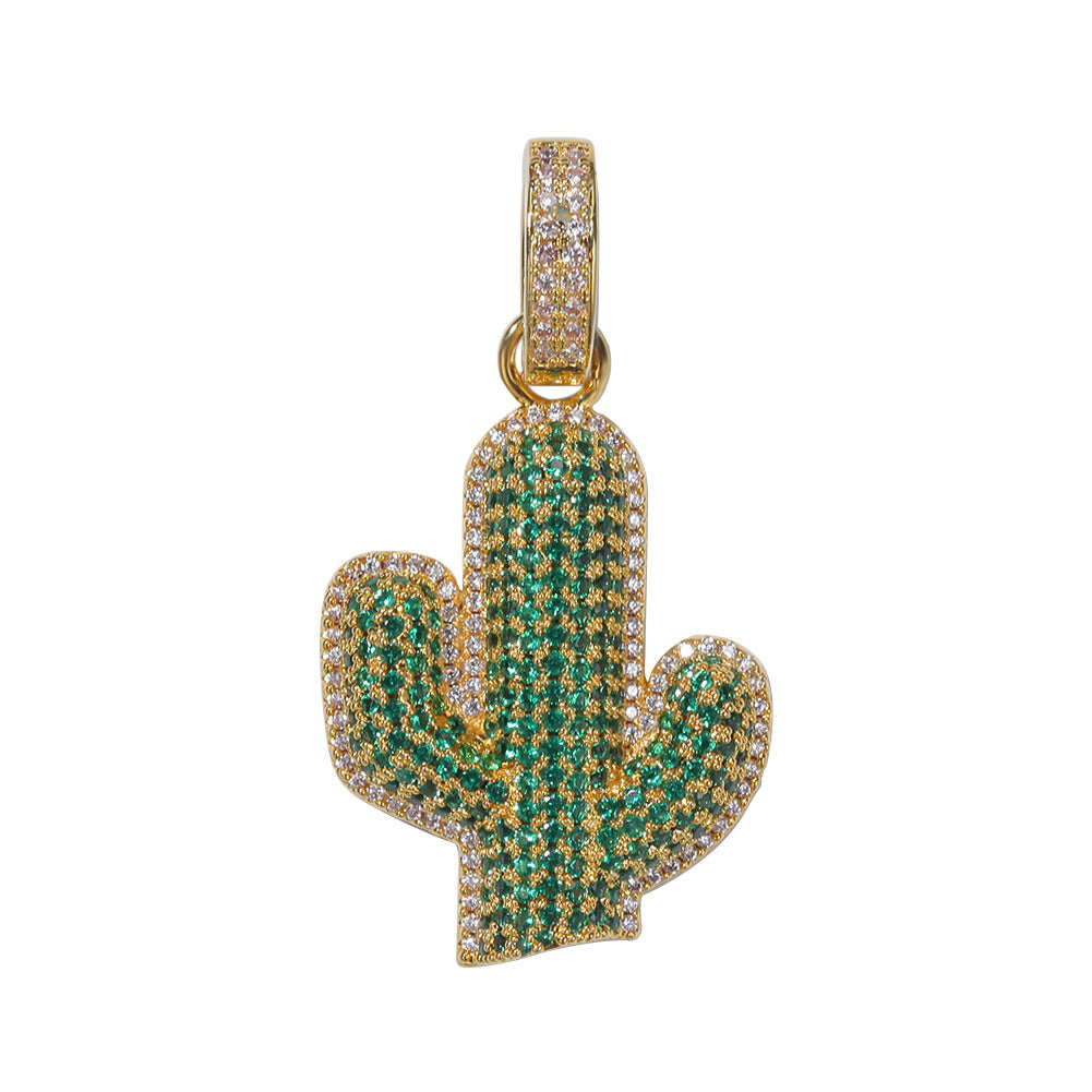 Hip-hop solid cactus zircon-encrusted pendant by nowadaysfashion