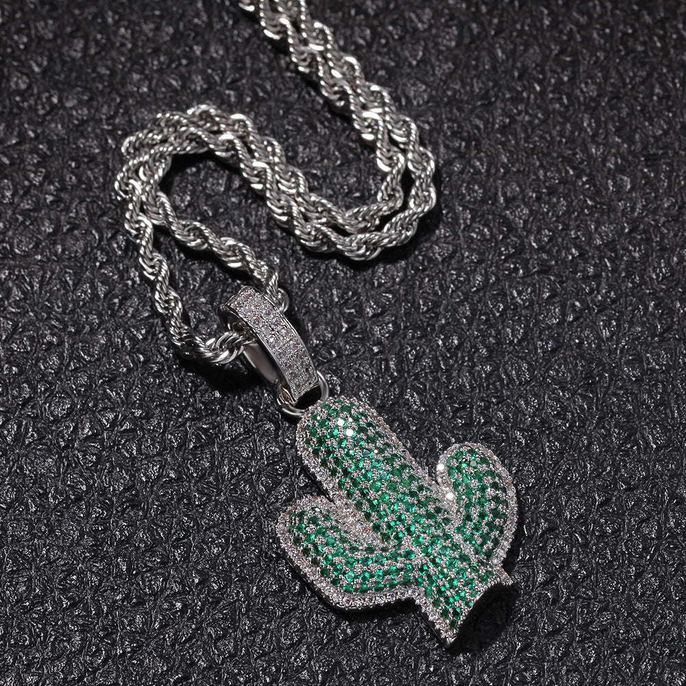 Hip-hop solid cactus zircon-encrusted pendant by nowadaysfashion