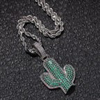 Hip-hop solid cactus zircon-encrusted pendant by nowadaysfashion