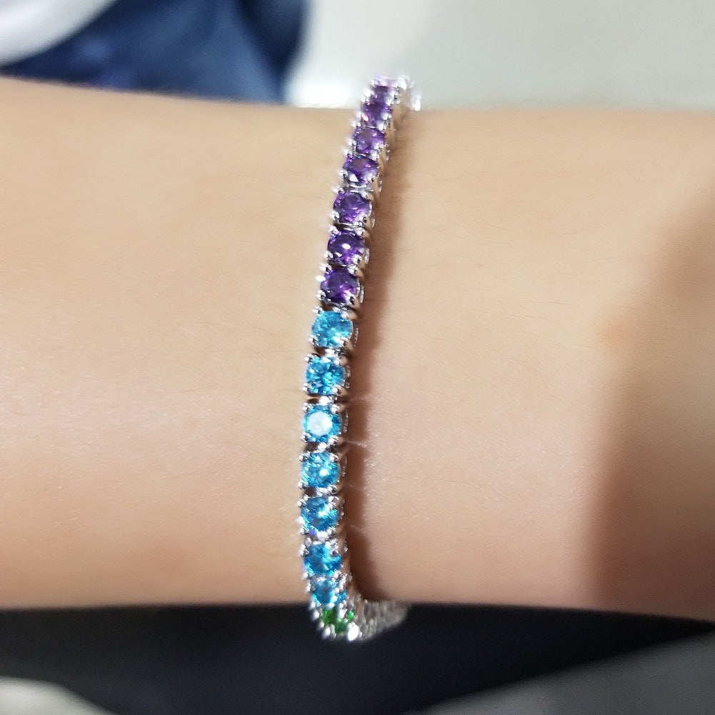 Hip-hop colored zircon tennis bracelets by nowadaysfashion