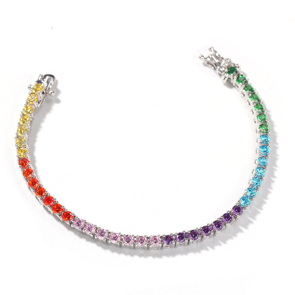 Hip-hop colored zircon tennis bracelets by nowadaysfashion