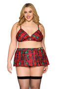 Plus Size Rose Plaid Bra and Skirt by 3wishes.com