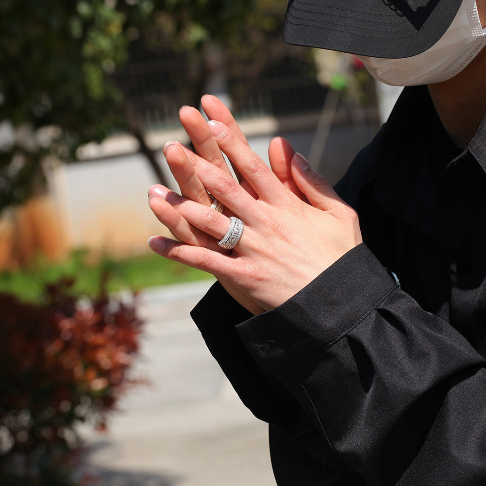 Hip-hop style zircon rotating Cuban ring by nowadaysfashion