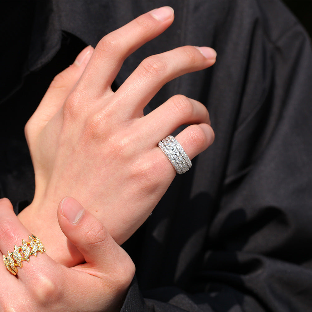 Hip-hop style zircon rotating Cuban ring by nowadaysfashion