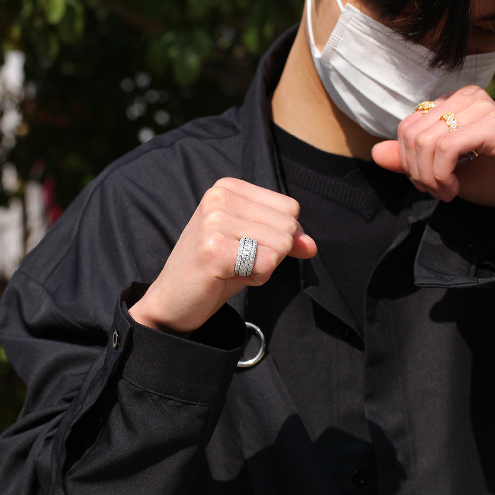 Hip-hop style zircon rotating Cuban ring by nowadaysfashion