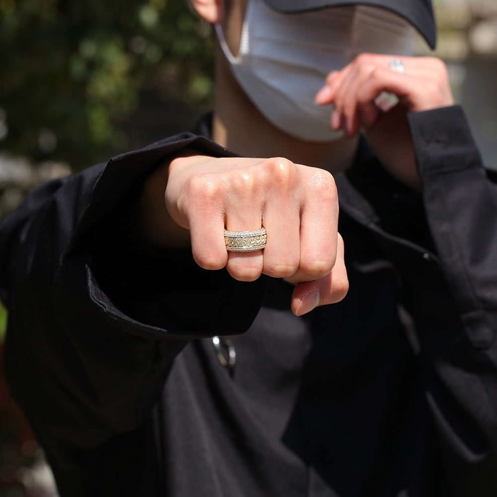 Hip-hop style zircon rotating Cuban ring by nowadaysfashion