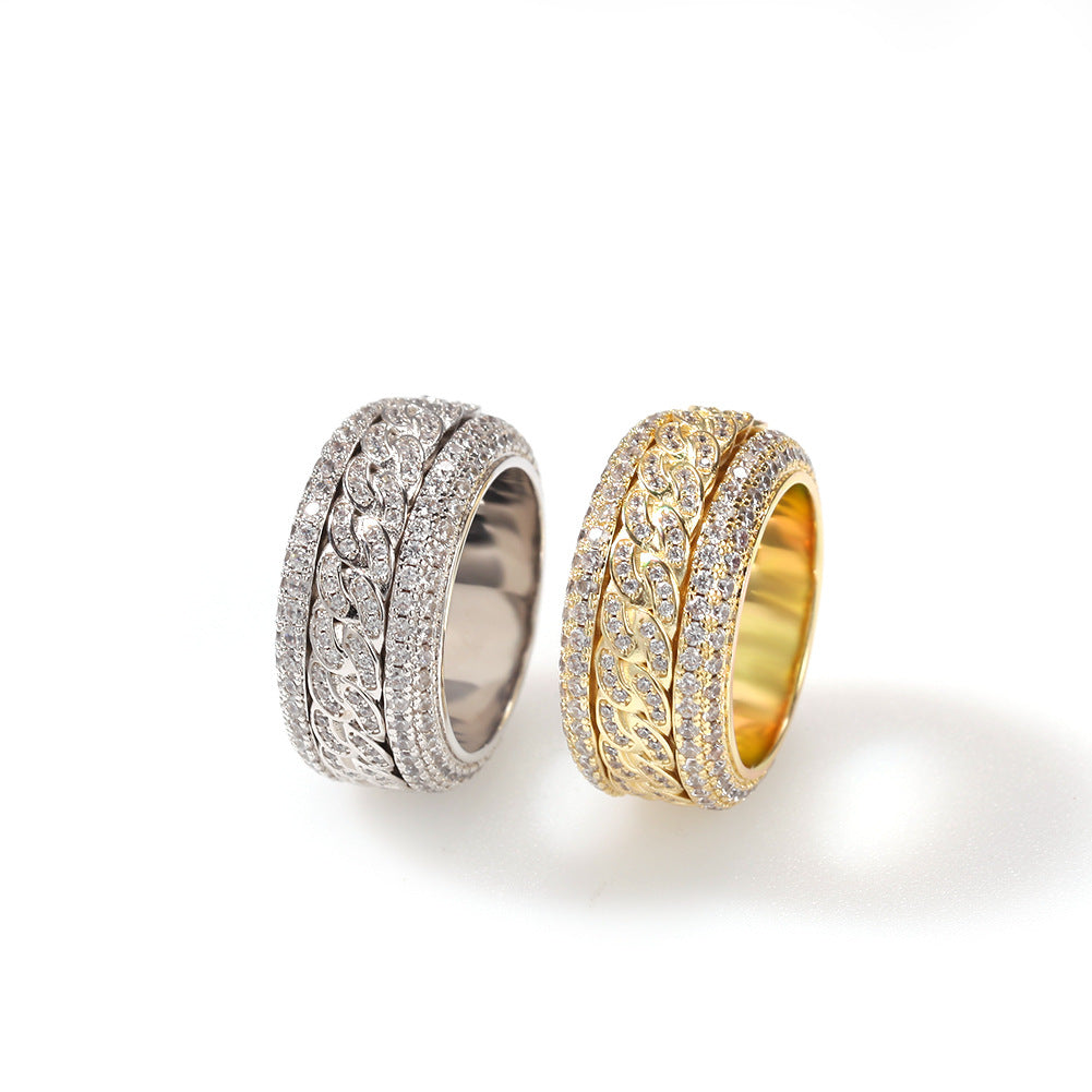 Hip-hop style zircon rotating Cuban ring by nowadaysfashion