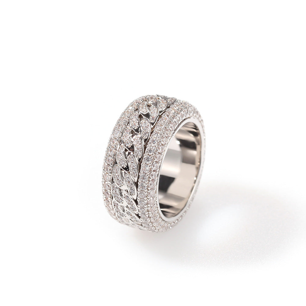 Hip-hop style zircon rotating Cuban ring by nowadaysfashion