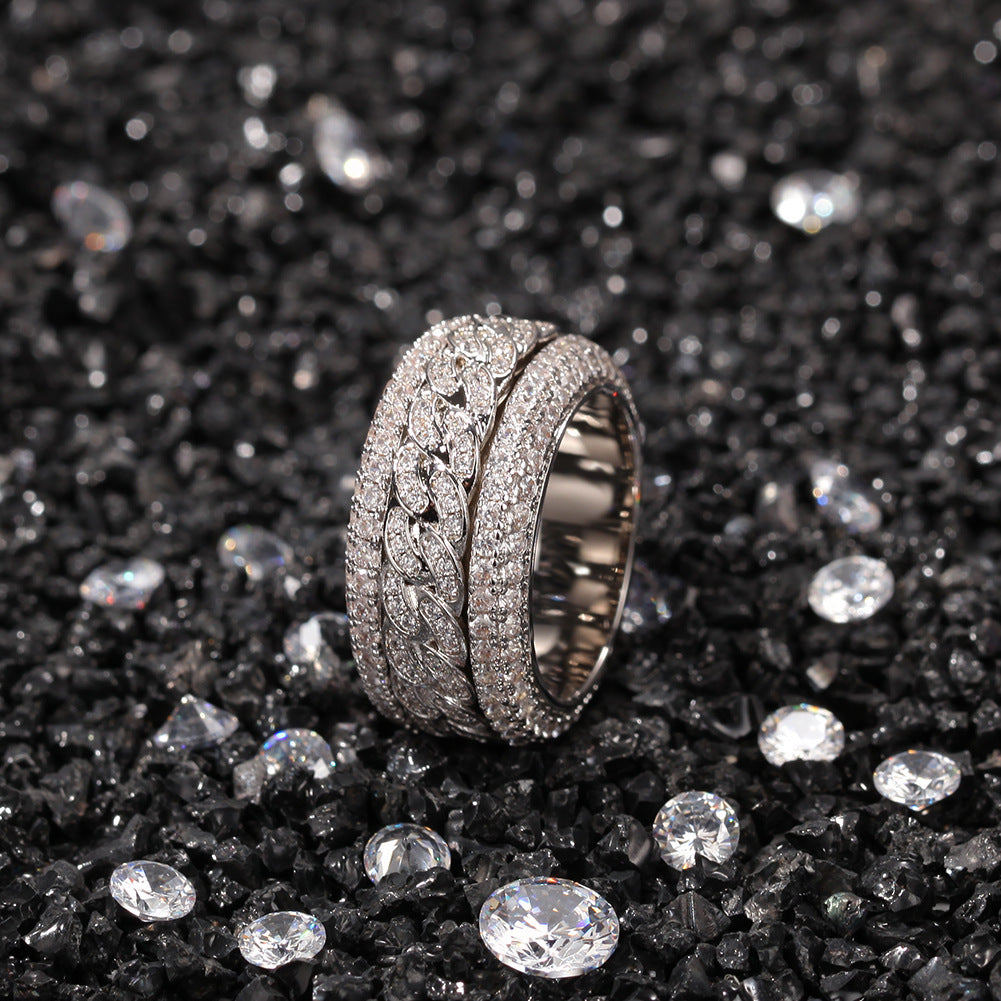 Hip-hop style zircon rotating Cuban ring by nowadaysfashion