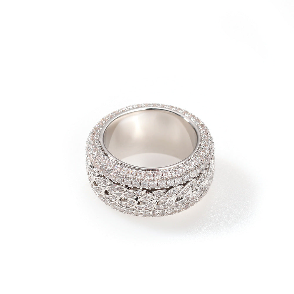Hip-hop style zircon rotating Cuban ring by nowadaysfashion
