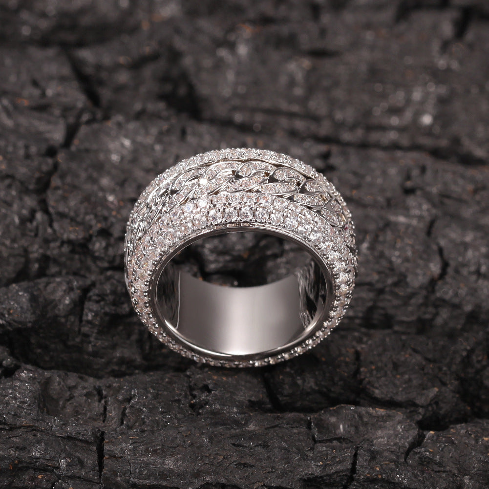 Hip-hop style zircon rotating Cuban ring by nowadaysfashion