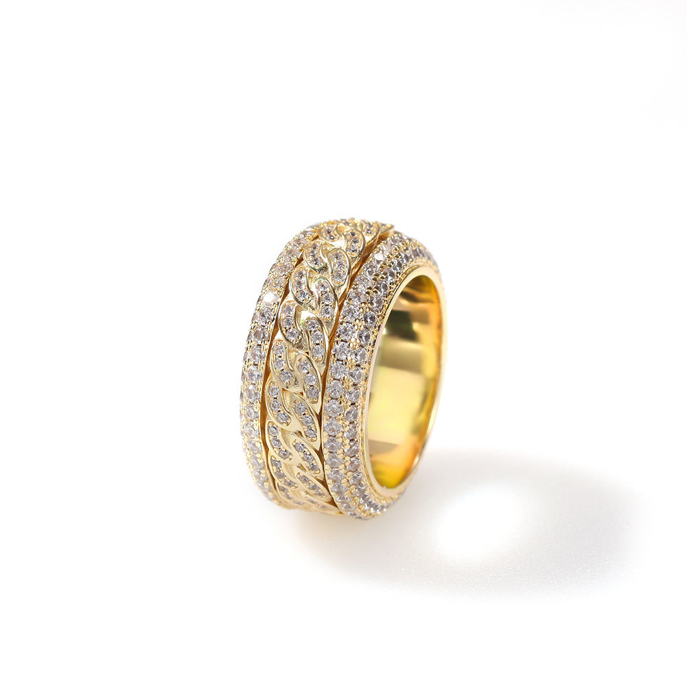 Hip-hop style zircon rotating Cuban ring by nowadaysfashion