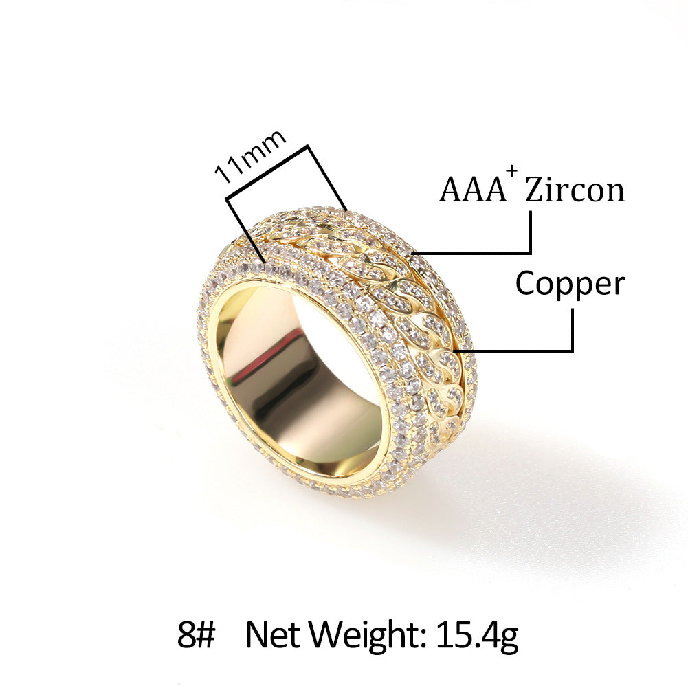 Hip-hop style zircon rotating Cuban ring by nowadaysfashion