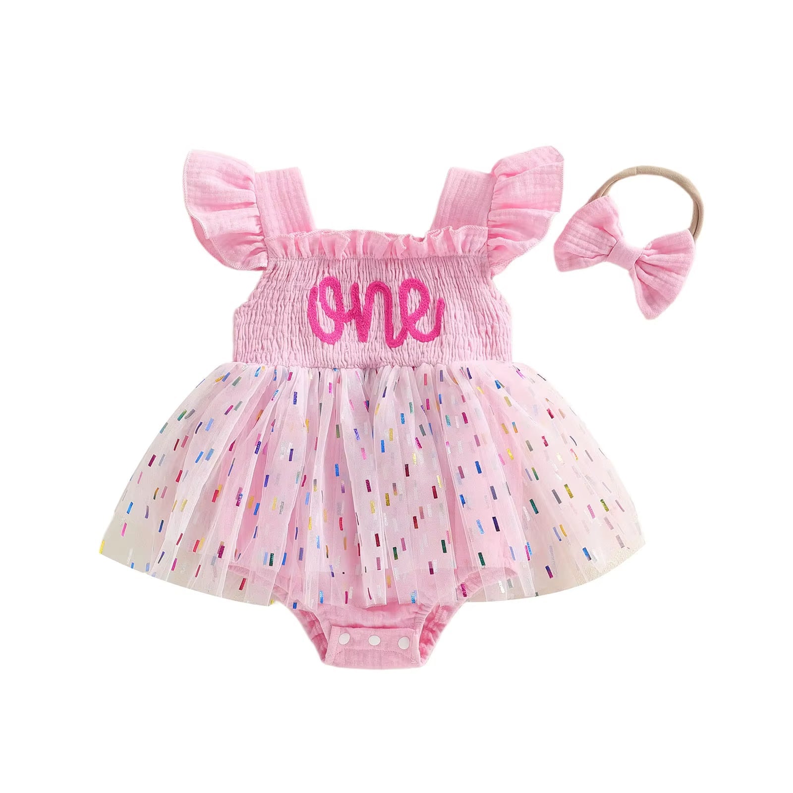 Girls And Infants Mesh Romper With A Tulle Skirt And Bow by Baby Joy