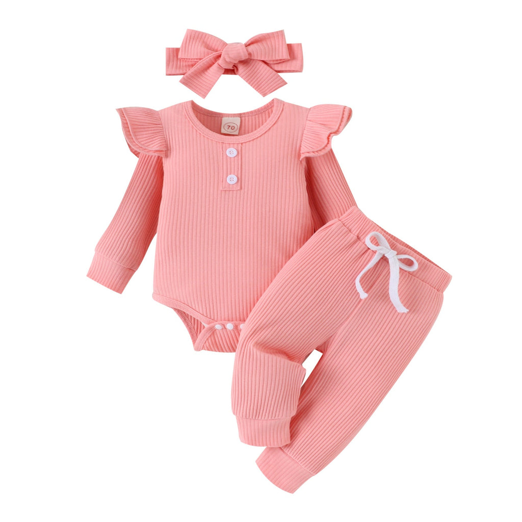 Casual Ribbed Long-sleeve Romper With Cap Sleeves by Baby Joy