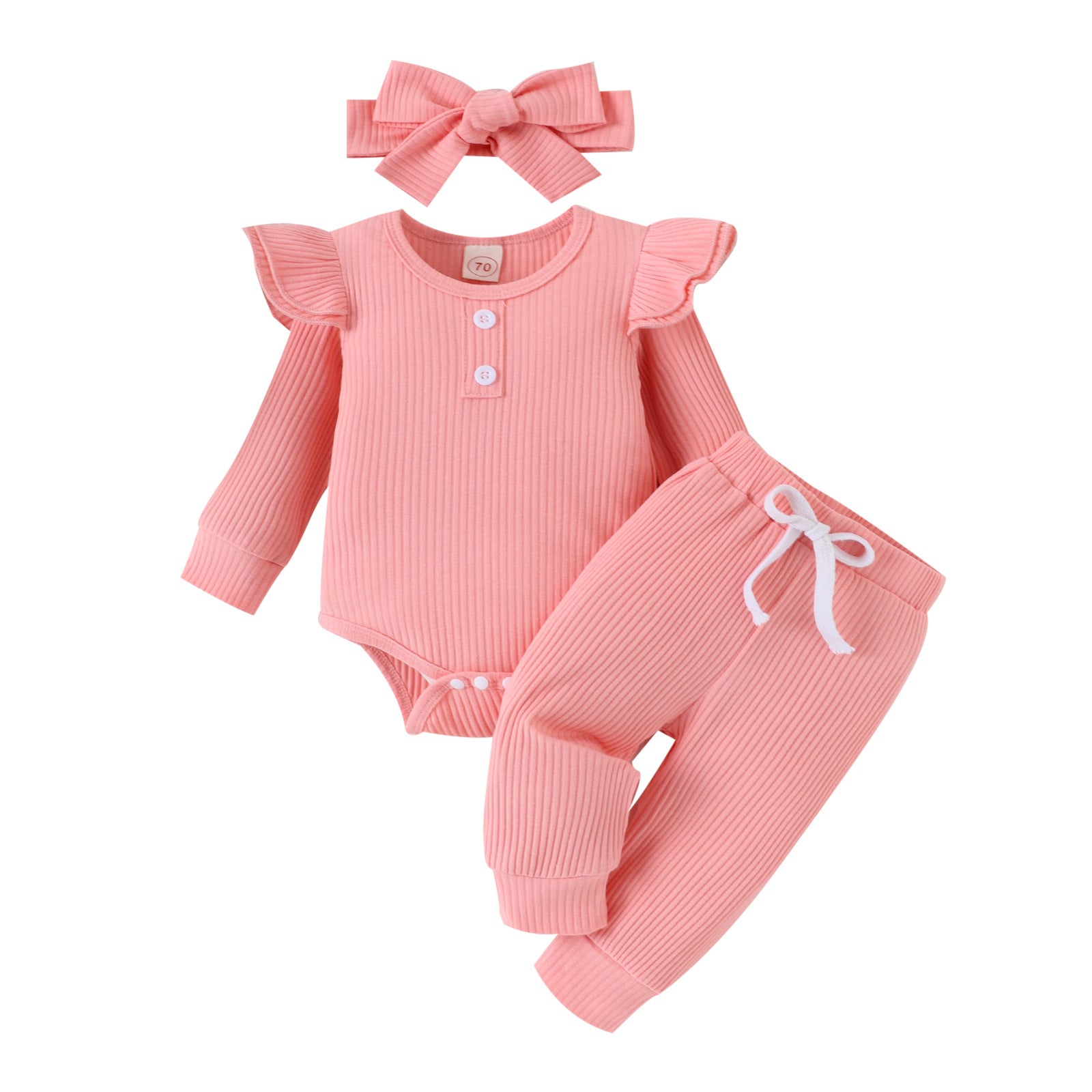 Casual Ribbed Long-sleeve Romper With Cap Sleeves by Baby Joy