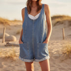 Women's Loose Denim Overall Shorts – Summer Streetwear Bib Shorts