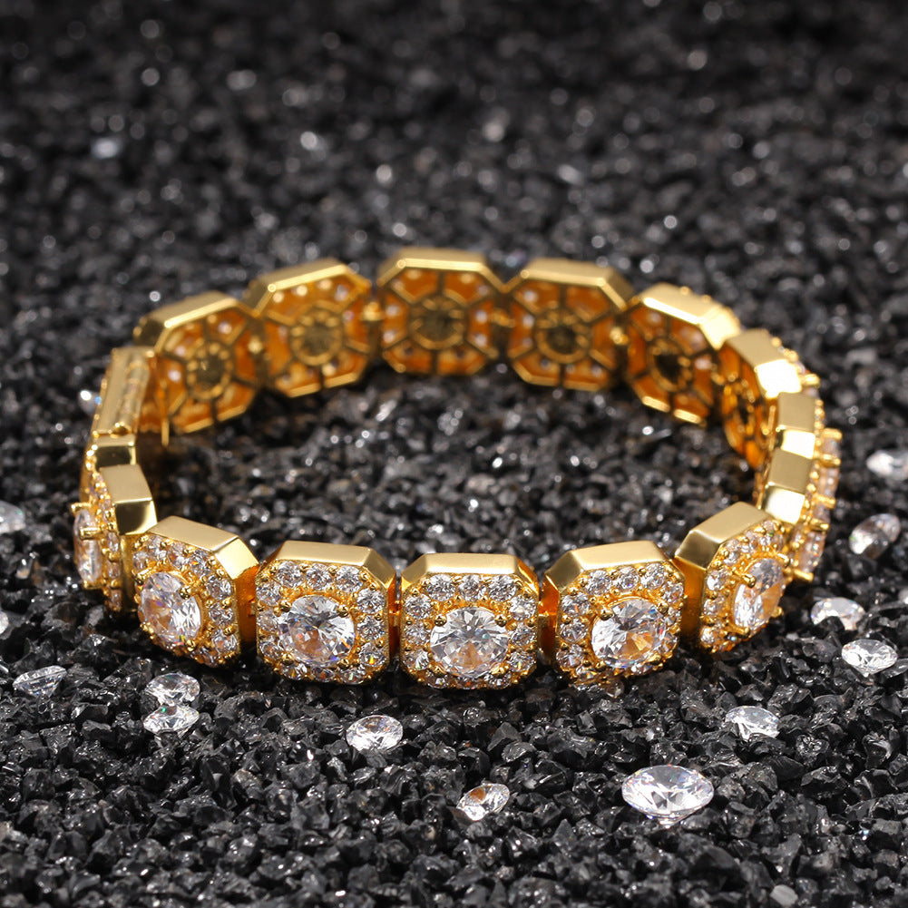 Hip-hop micro-inlaid zircon 12.5mm rock candy bracelet by nowadaysfashion