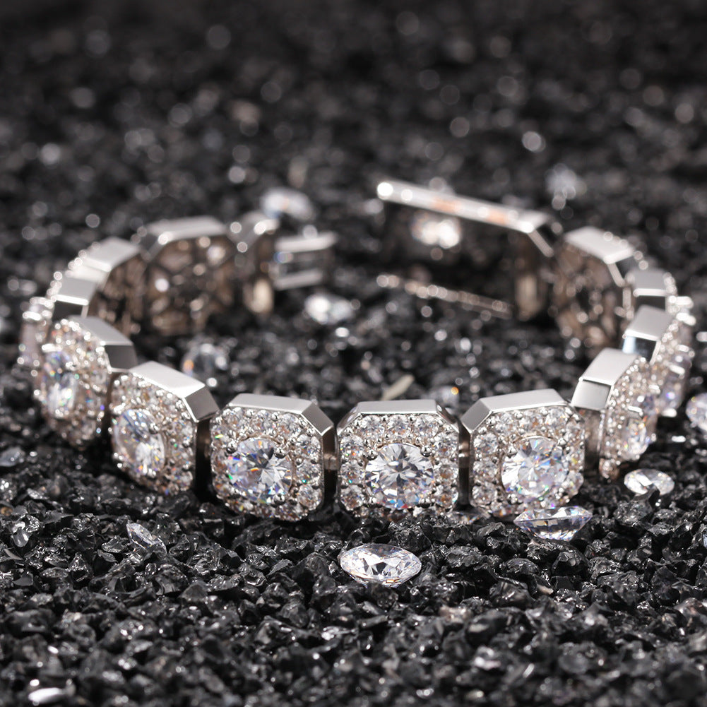 Hip-hop micro-inlaid zircon 12.5mm rock candy bracelet by nowadaysfashion
